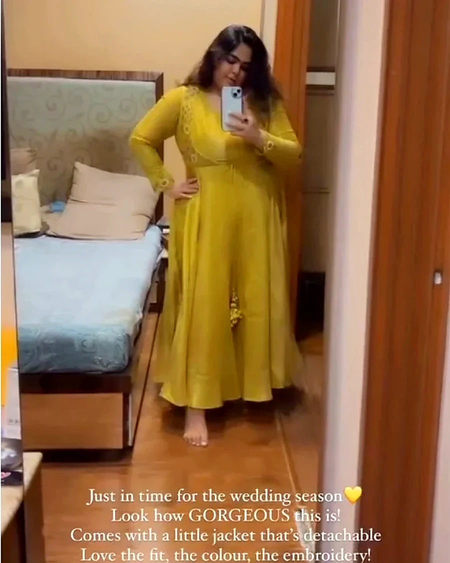 Mallika Mehta in a golden Fable festive look