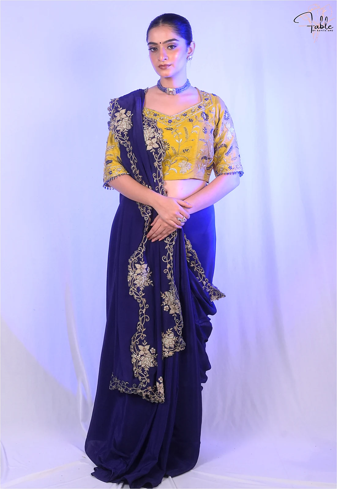 Blue signature saree