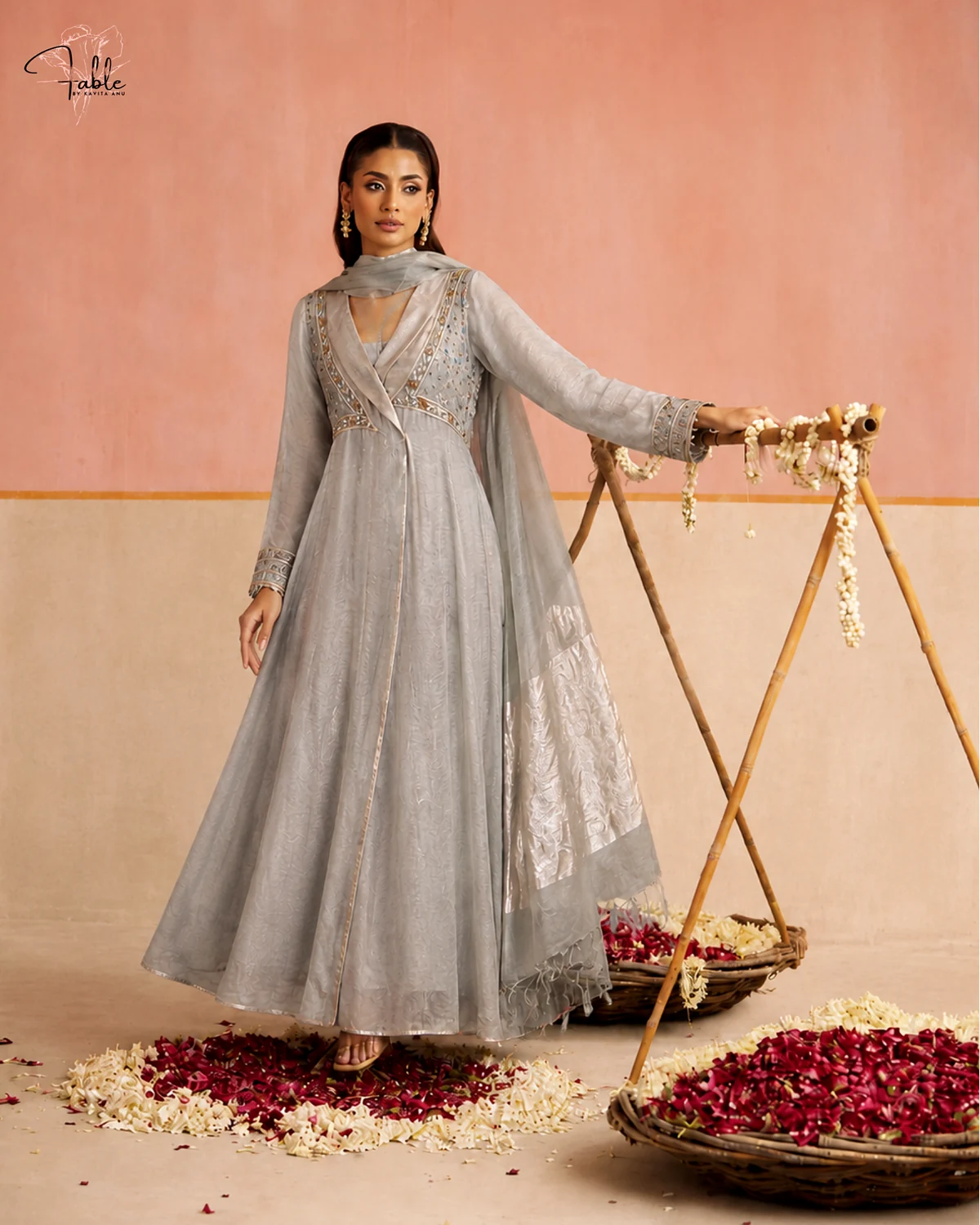 Grey anarkali