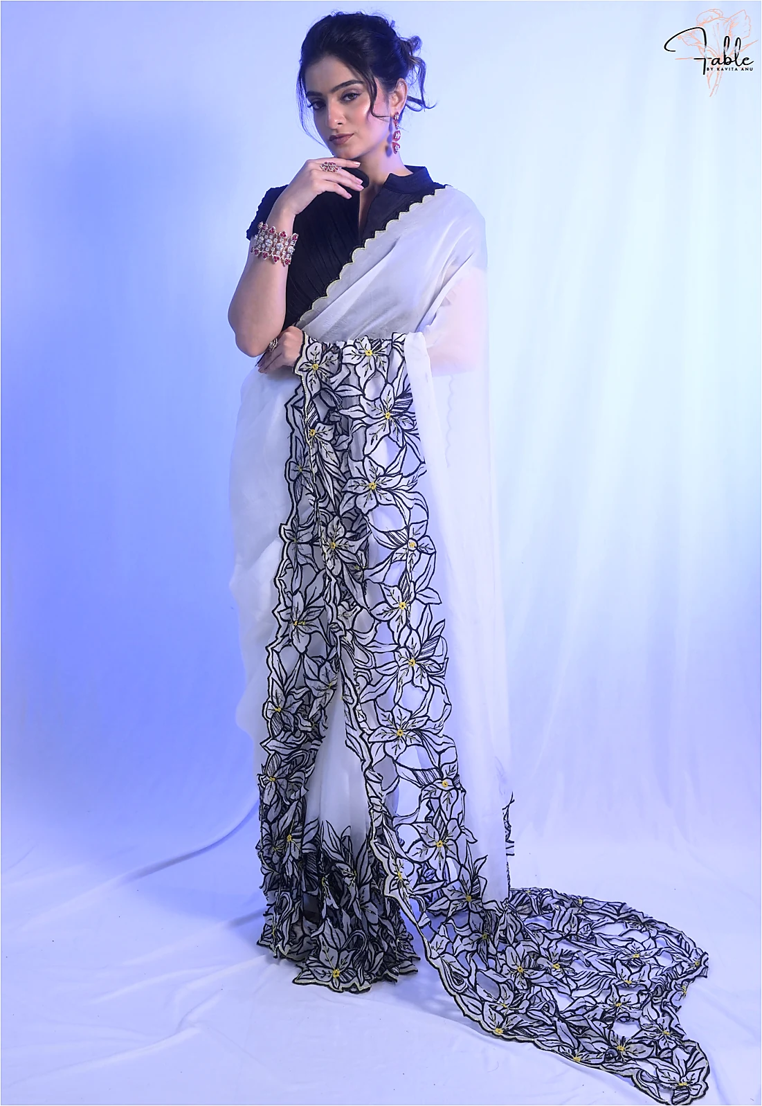White organza saree